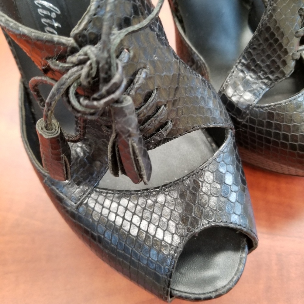 Python Like Leather Stiletto Heels - image 6